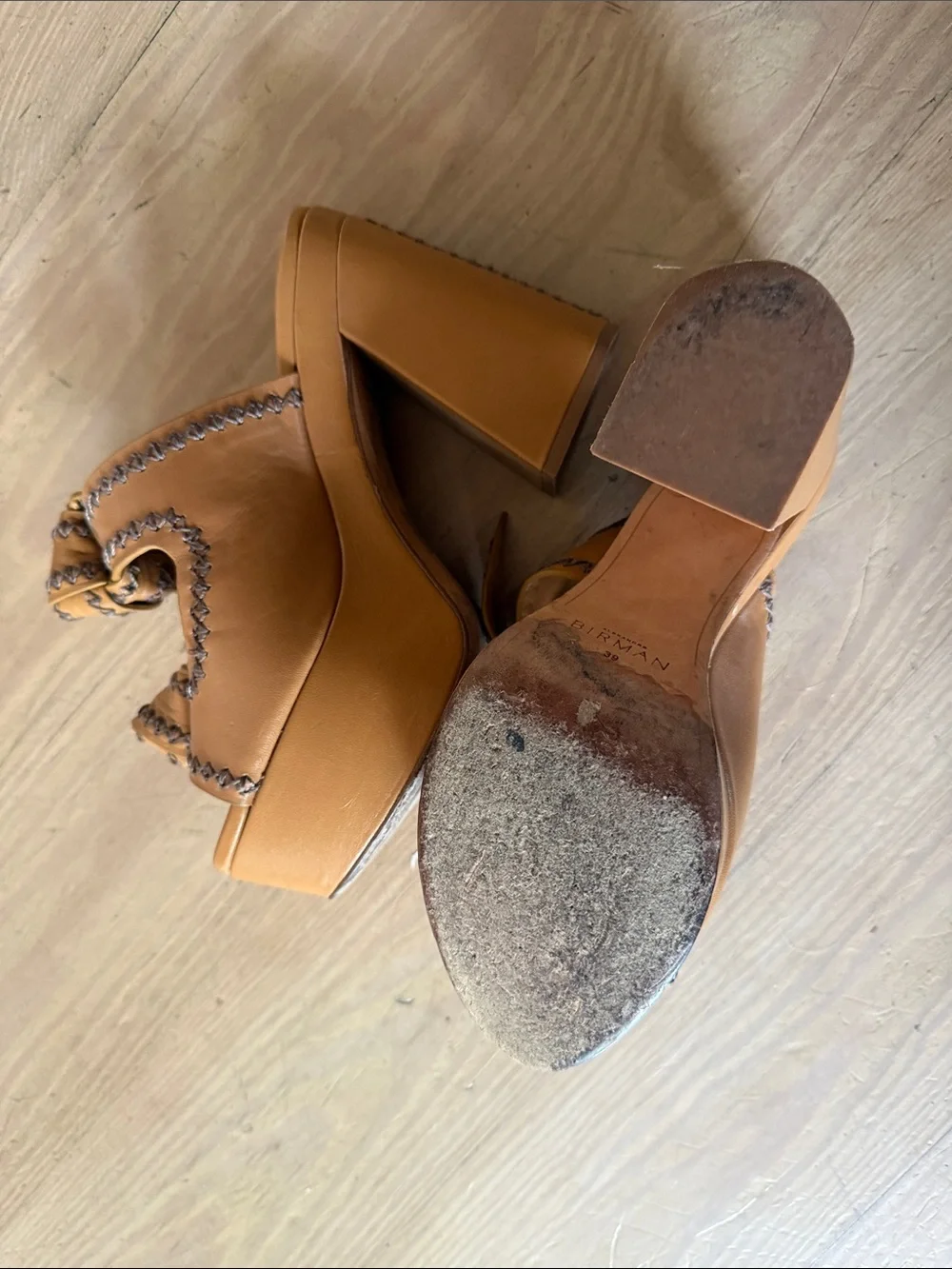 Birman said Leather Platform Heel Sandals, size d, worn once - Picture 3 of 4
